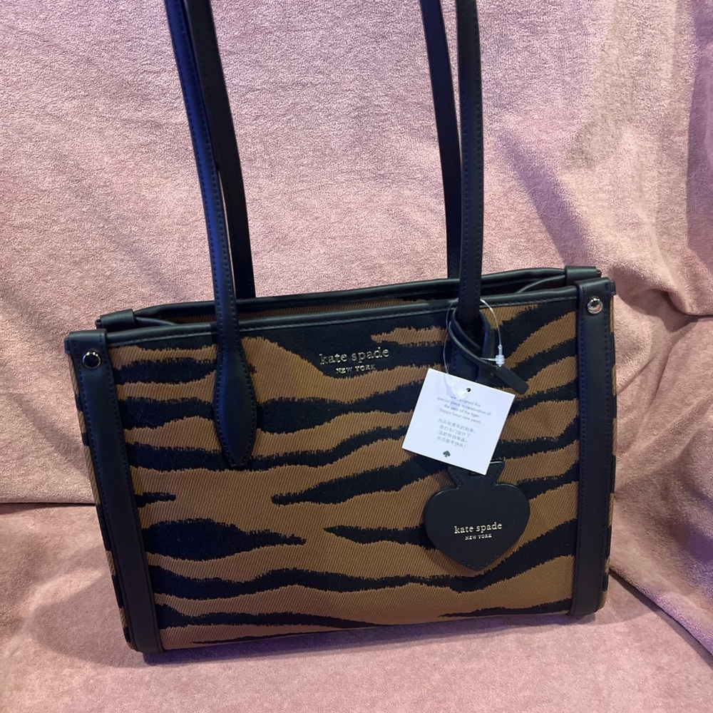 Kate Spade year of the tiger tote bag Black and Brown Animal Print Shoulder Bag